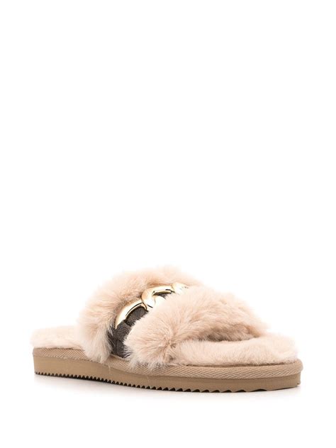 michael kors slides fur|Scarlett Faux Fur Slide Sandal .